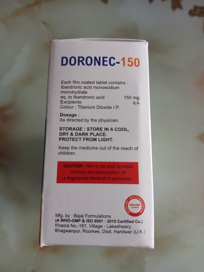 Doronec-150 - Ibandronic Acid (as monosodium monohydrate) eq. to Ibandronic Acid 150 mg Tablets box