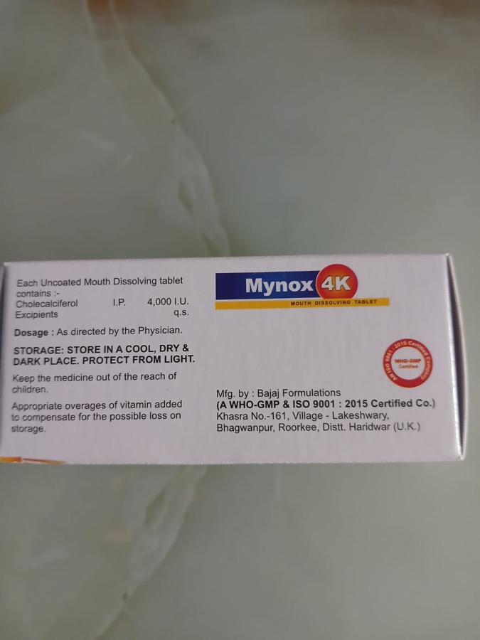 Mynox 4K - Cholecalciferol Mouth Dissolving Tablets box